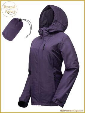 Waterproof Packable Rain Jacket with Hood for Women Cycling Running Golf
